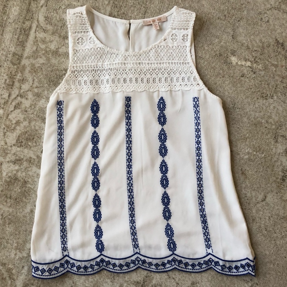 Stitch Fix Skies Are Blue Tank XS NWOT Blue White